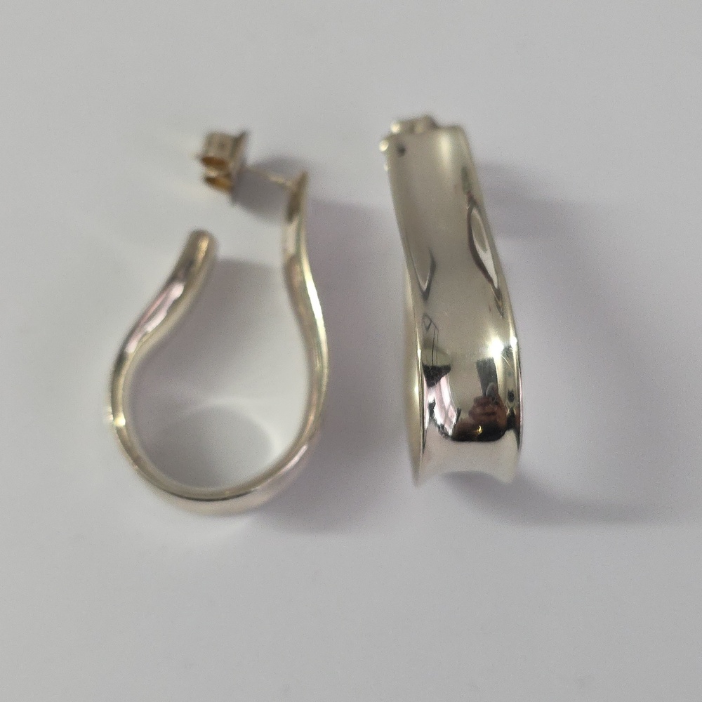 Cleaned XL Sterling Silver 925 Solid ‘S’ Post Earrings
